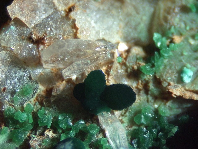 MALACHITE BARYTINE ET BAYLDONITE